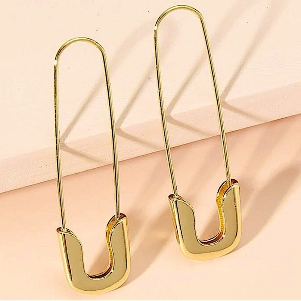 Safety Pin Gold Plated Earrings